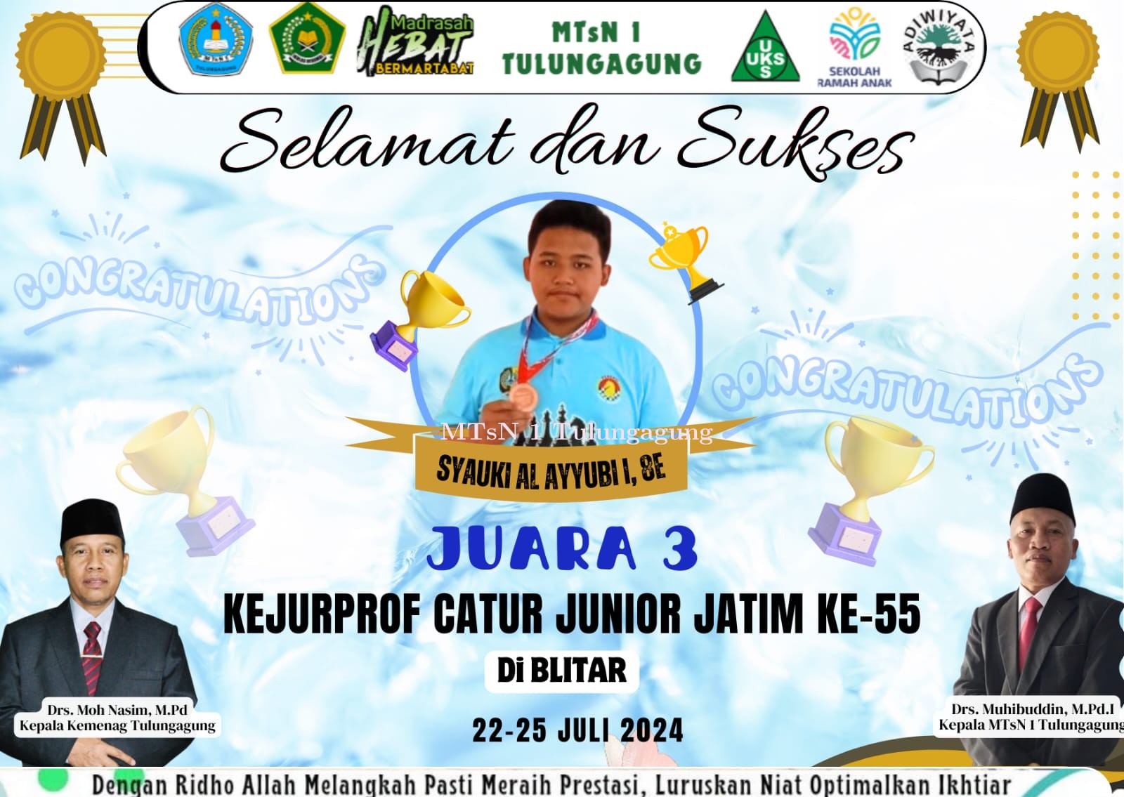 Keren! Siswa Matsaneta Juara 3 Kejurprov Catur Junior Jatim