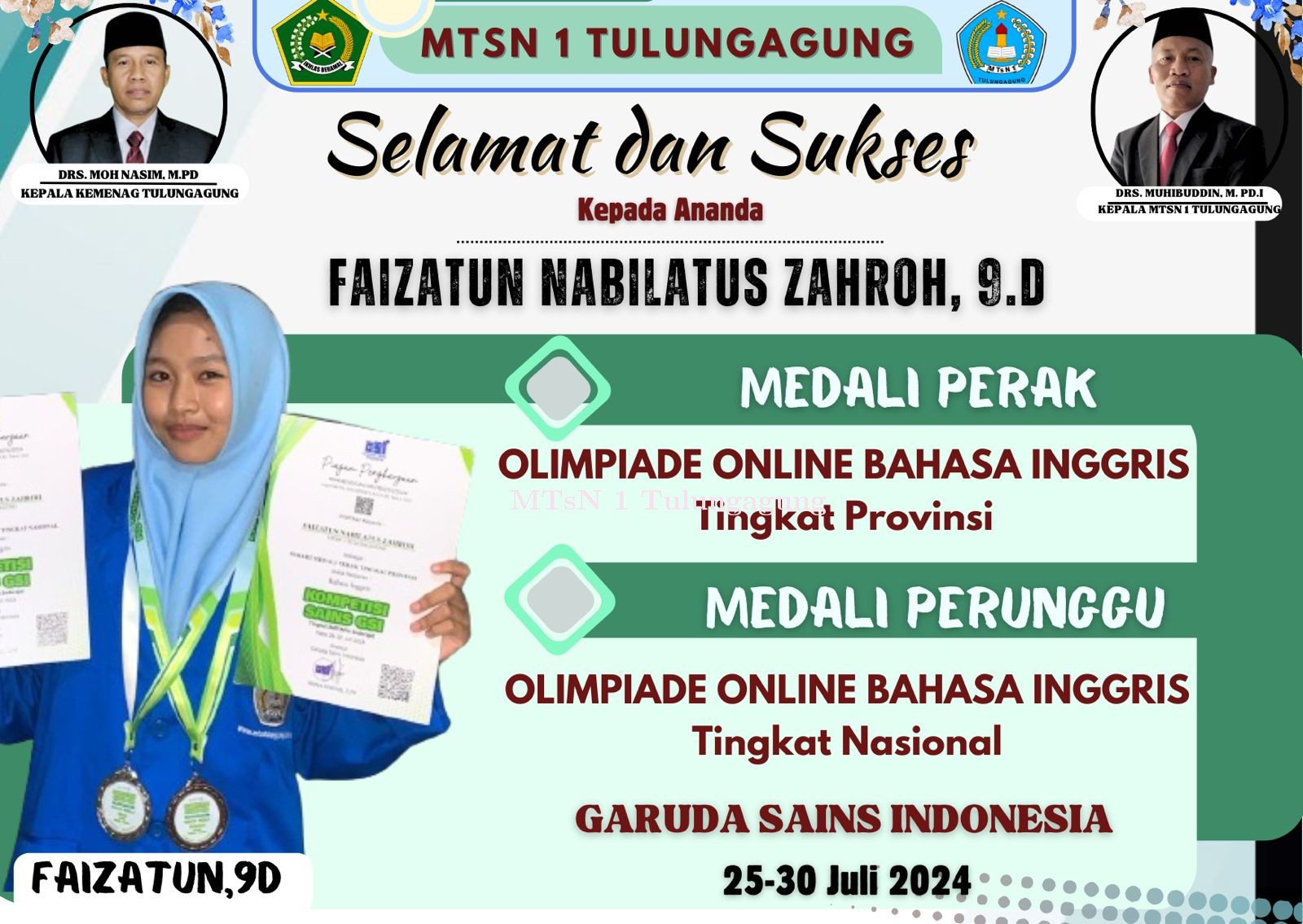 Tingkat Provinsi Raih Silver Medal, Tingkat Nasional Sabet Bronze Medal Olimpiade Bahasa Inggris