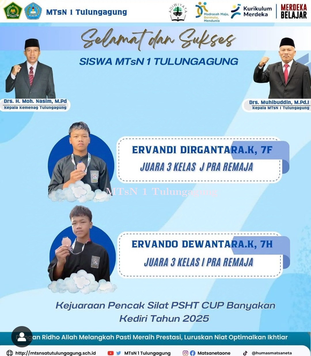 Juara III Kelas J Pra Remaja dan Juara III Kelas I Pra Remaja Kejuaraan Pencak Silat PSHT Cup 2025 d