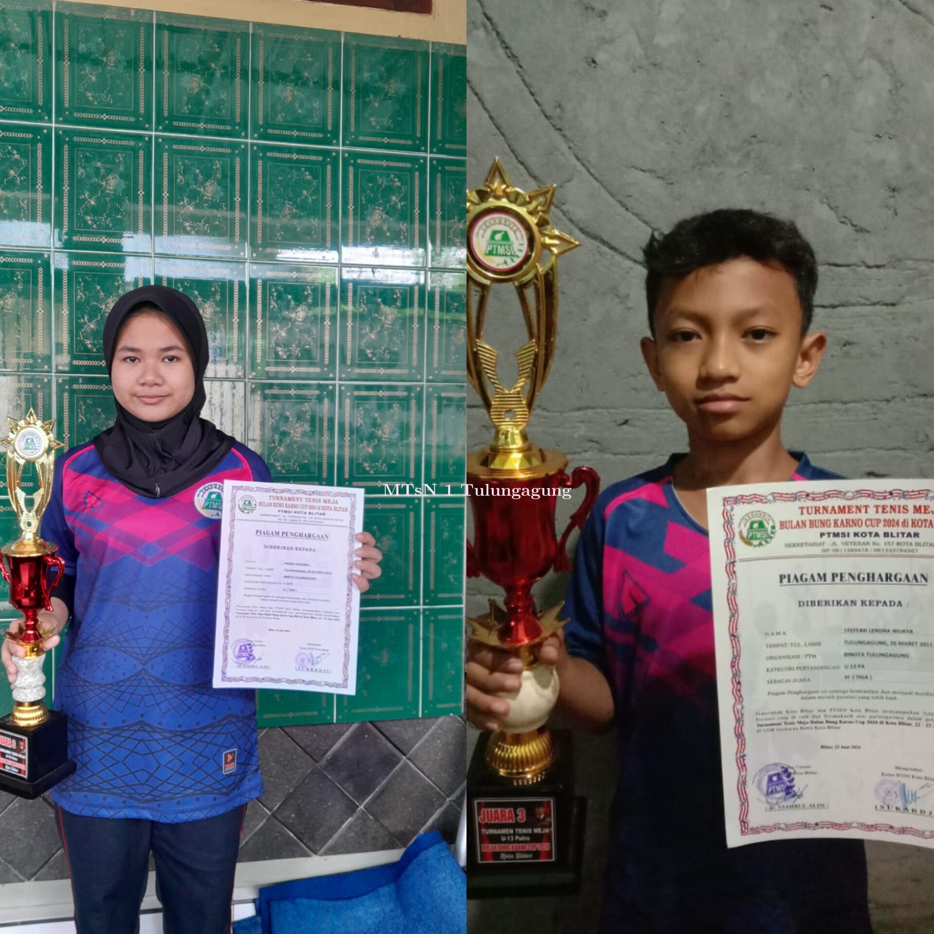 Dua Petenis Meja Matsaneta Raih Juara 3 Turnamen Bulan Bung Karno Cup